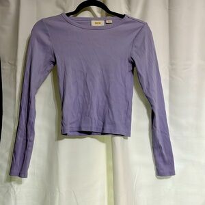 Lavender Maeve by Anthropologie Small ribbed long sleeve cropped tee